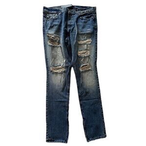 Pacsun Stacked Skinny Distressed Comfort Jeans Medium Dark Wash 36 x 32